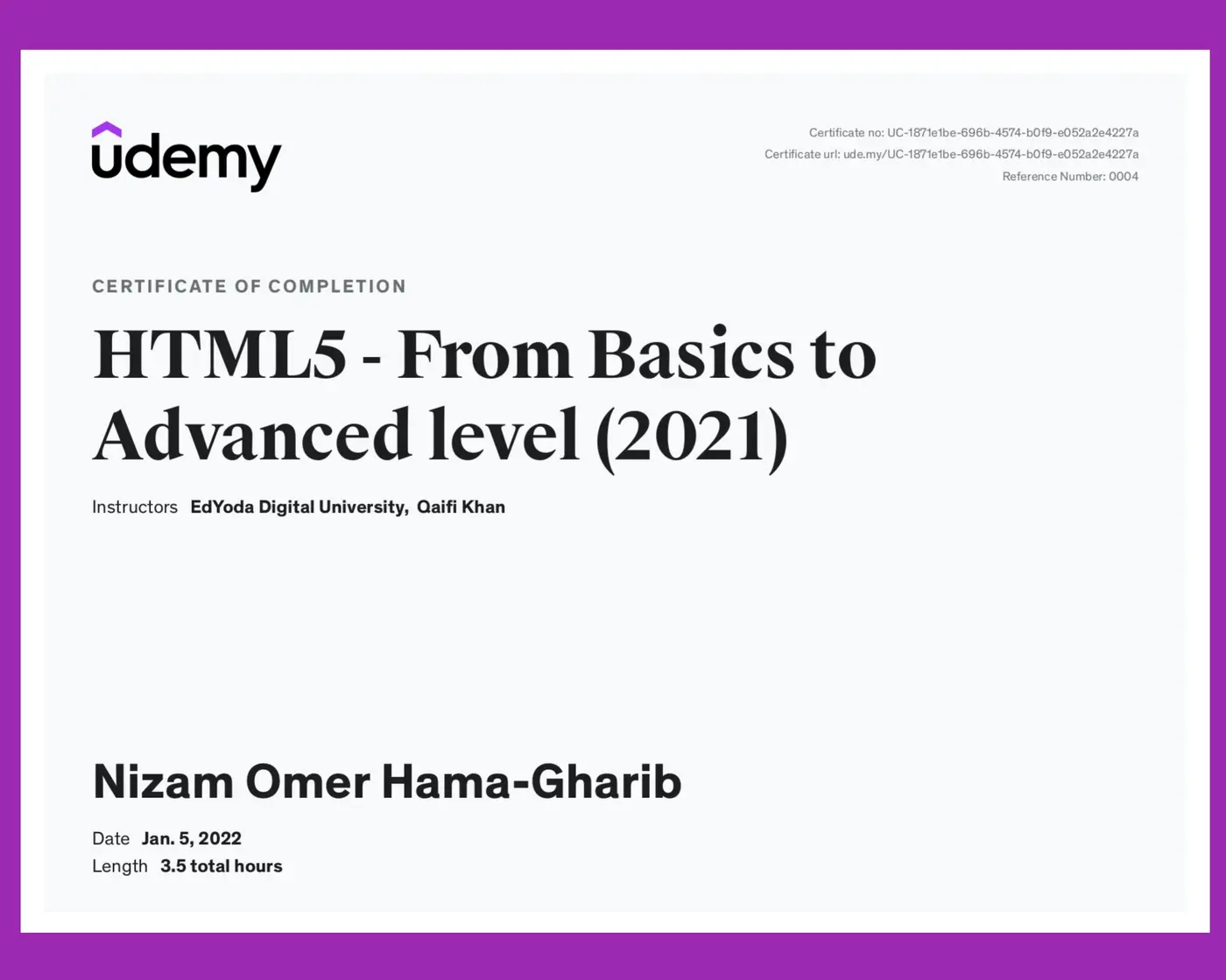 HTML5 Mastery certification