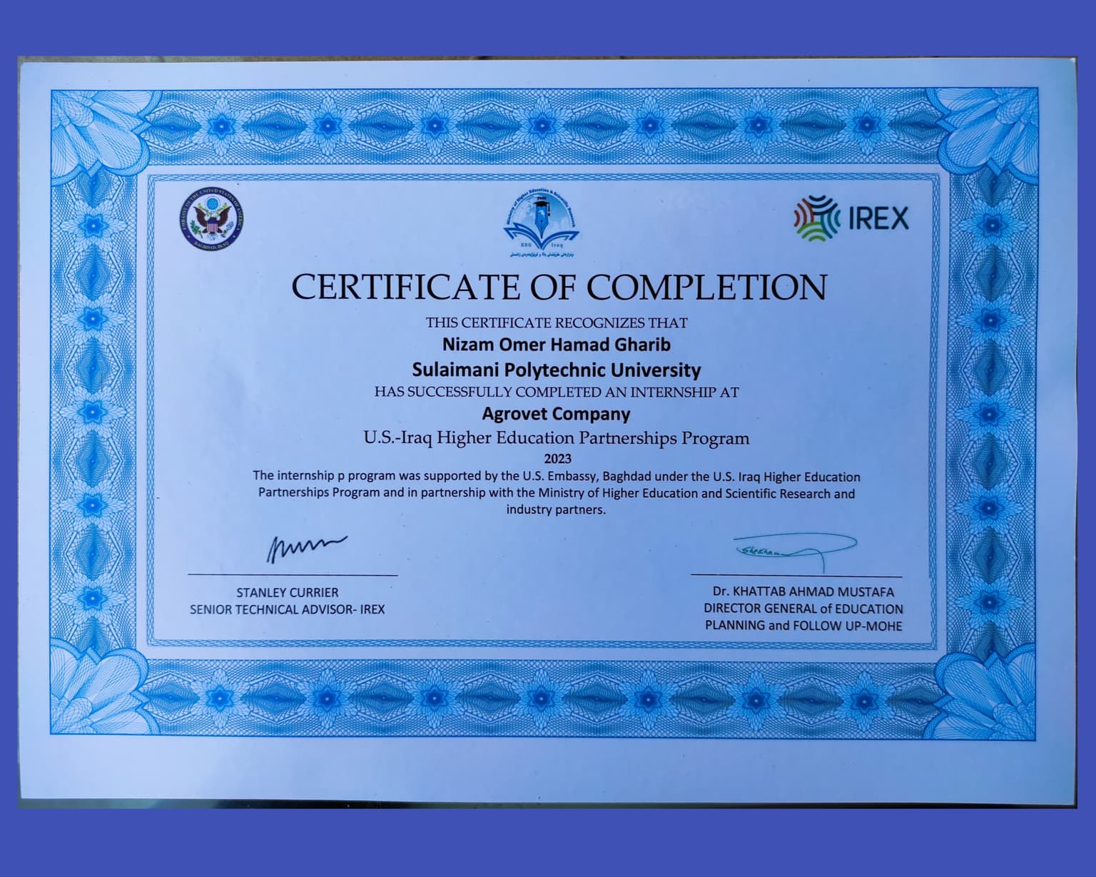 Agrovet Internship certification