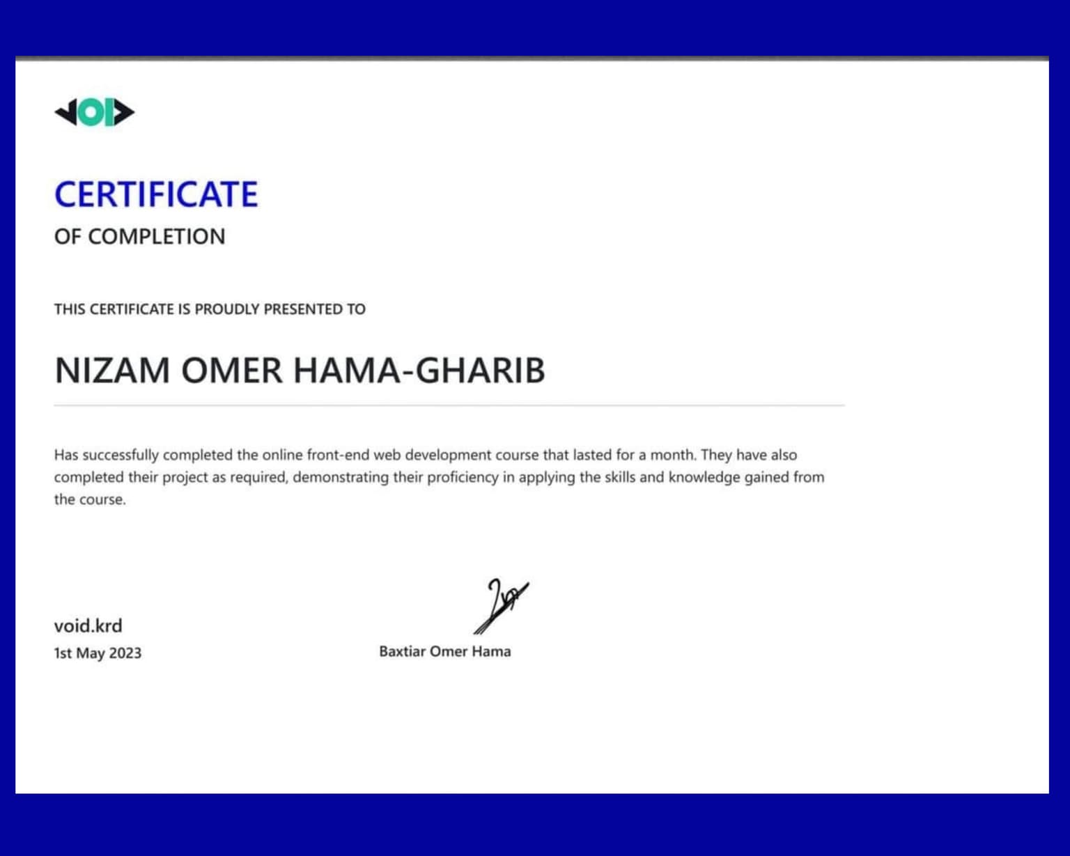 Front-End Development certification